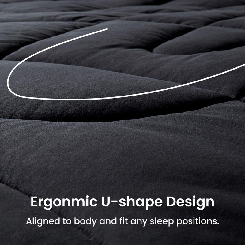 SLEEP ZONE Comforter Duvet Insert, Queen Size Quilted Reversible Comforters, Soft All Season Duvet, Down Alternative Breathable Bedding with 8 tabs, 2 Sides Black Gray 88 x 88 Inches - Image 4